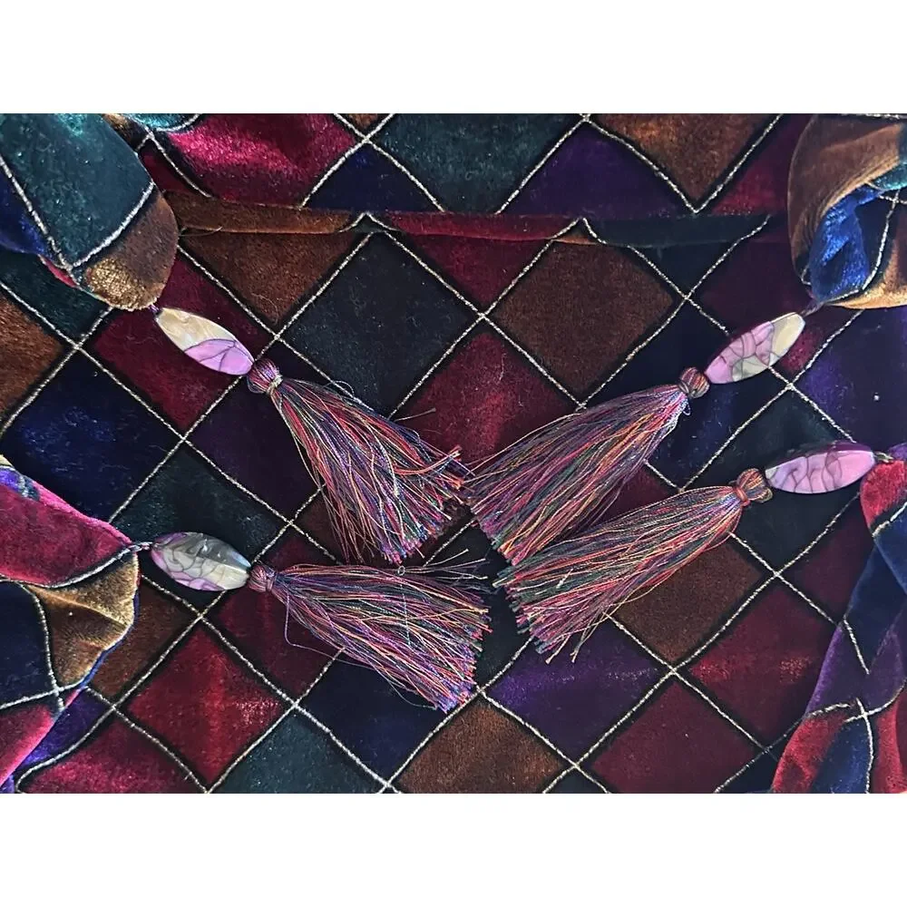 2 Pier 1 Imports Velvet Pillow Sham Cover Diamond Jewel Tone Retired 18 X 18